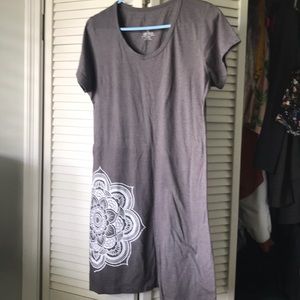 Fitted Heather Grey Medallion Shirt-Dress